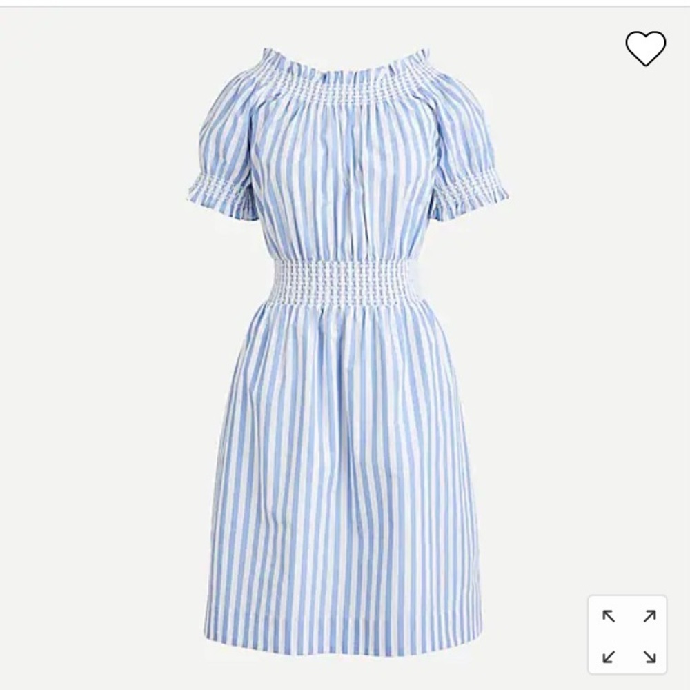 J.Crew Blue Striped Smocked Dress